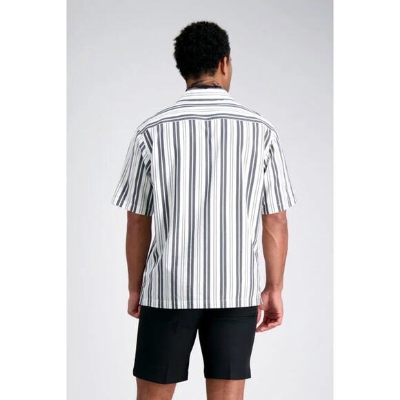 Haggar nwt XXL Short Sleeve Camp Shirt stripe short sleeve mens shirt - Picture 2 of 7